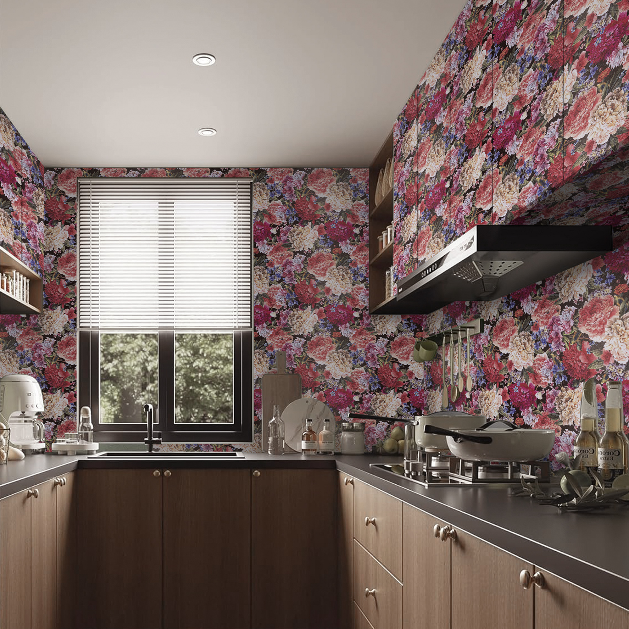 UMIGGEE 17.3-in x 236-in Vintage Peel and Stick Floral Wallpaper Removable Large Peony Vinyl Self Adhesive Mural