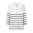 thumbnail image 5 of Uootdi Womens 3/4 Sleeve T Shirts Summer Tops Trendy V Neck Button Pinstripe Down Shirts Basic Tees Summer Outfits Black Womens Tops, 5 of 5