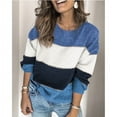 thumbnail image 2 of Women's Sweaters Casual Long Sleeve Crewneck Color Block Patchwork Pullover Knit Sweater Tops, 2 of 3