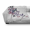 thumbnail image 2 of Butterflies Soft Flannel Fleece Throw Blanket, Various Different Wings Feminine Companionship Funny Animal Print, Cozy Plush for Indoor and Outdoor Use, 50" x 60", Blue Purple Pink, by Ambesonne, 2 of 5