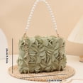 thumbnail image 3 of Clutch Purse For Women Elegant Evening Bags 3D Floral Satin Small Purse With Pearl Beaded Top Handle Detachable Strap, 3 of 4