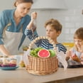 thumbnail image 5 of Easter Large Multipurpose Wicker Basket With Handle, 3.54"X5.91" Wicker Picnic Basket With Liner, Empty Gift Basket, Oval Willow Woven Basket For Fruit, Wine, Gathering, Wedding, Picnic, 5 of 5