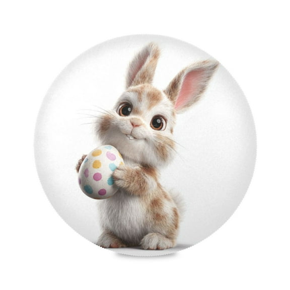 Round Placemat Heat Resistant & Wrinkle-Free Dining Table Decor Placemat For Home & Weddings Bunny Holding A Polka-dot Egg