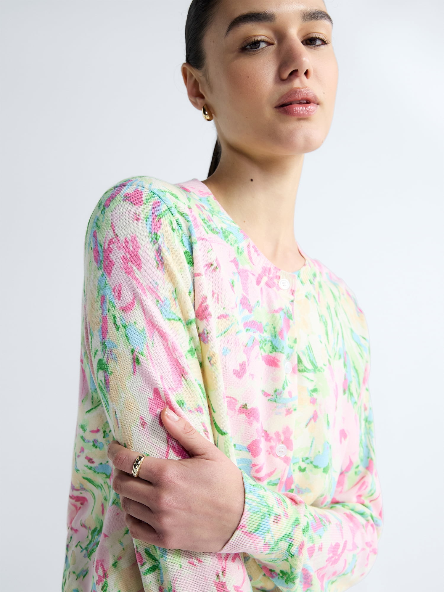 Free Assembly Women's Classic Cardigan Sweater with Long Sleeves, Lightweight, Sizes XS-4X