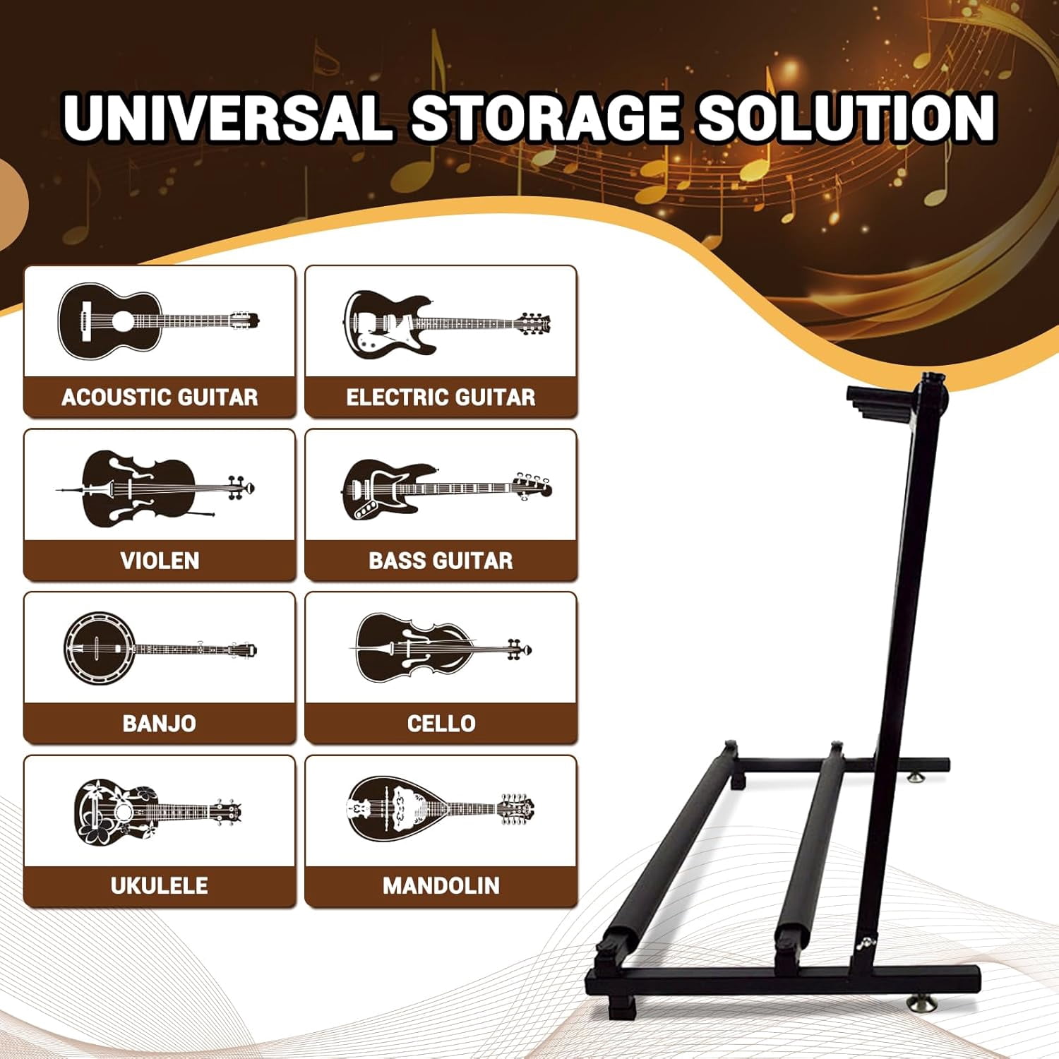 Foldable Guitar Stand, 7 Holder Metal Foldable Guitar Stand, Multiple Instrument Stage Studio Display Rack For Violin, Electric, Ukulele, Guitar