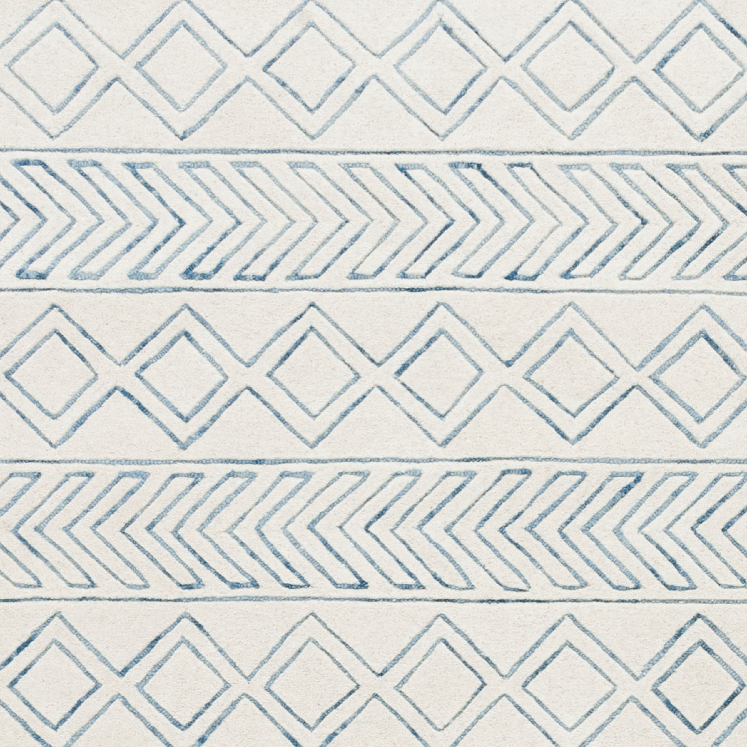 SAFAVIEH Glamour Alan Geometric Wool Area Rug, Ivory/Blue, 8' x 10'