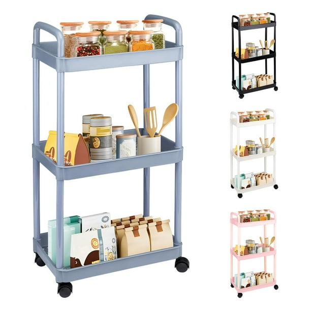 Carrito Auxiliar Organizador Almacenamiento Multiusos Con 3 Niveles