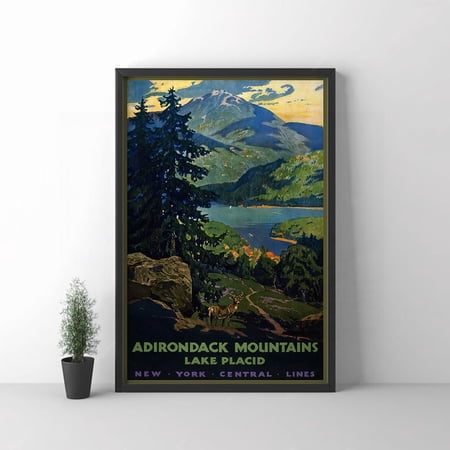 Poster Adirondack Lake Placid Retro Travel Poster , Vintage Poster , Home Decor, Room Decor Wall Art, Poster Gift-UNFRAMED