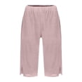 thumbnail image 5 of Lixiuxyad Bermuda Shorts For Women Linen Shorts Knee Length Elastic Waist Casual Summer Beach Comfy Pull On Shorts With Pockets Sizes S-5XL,Pink, 5 of 6