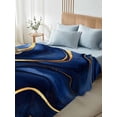 thumbnail image 5 of Marble Navy Blue Flat Sheets Only King Size, Soft Breathable Bed Top Sheets for Mattress, Modern Golden Ombre Retro Fluid Art Luxury Bedding Flat Sheets for Home Hotel Bedroom Bed Protection, 5 of 9