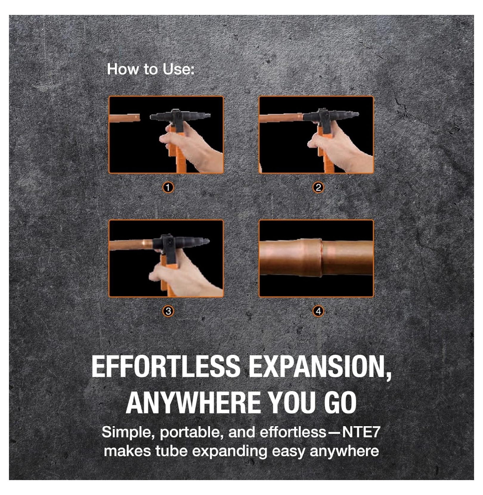 NTE7 Manual Tubing Expander | Foldable Swaging Tool | Copper Tubing 3/8", 1/2", 5/8", 3/4", 7/8" OD | 1 Year Warranty