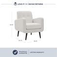 thumbnail image 5 of BELLEZE Hasting Arm Chair Comfy Fabric Upholstered Tufted Accent Chair Single Sofa for Bedroom Living Room with Wooden Legs, Off-White, 5 of 6