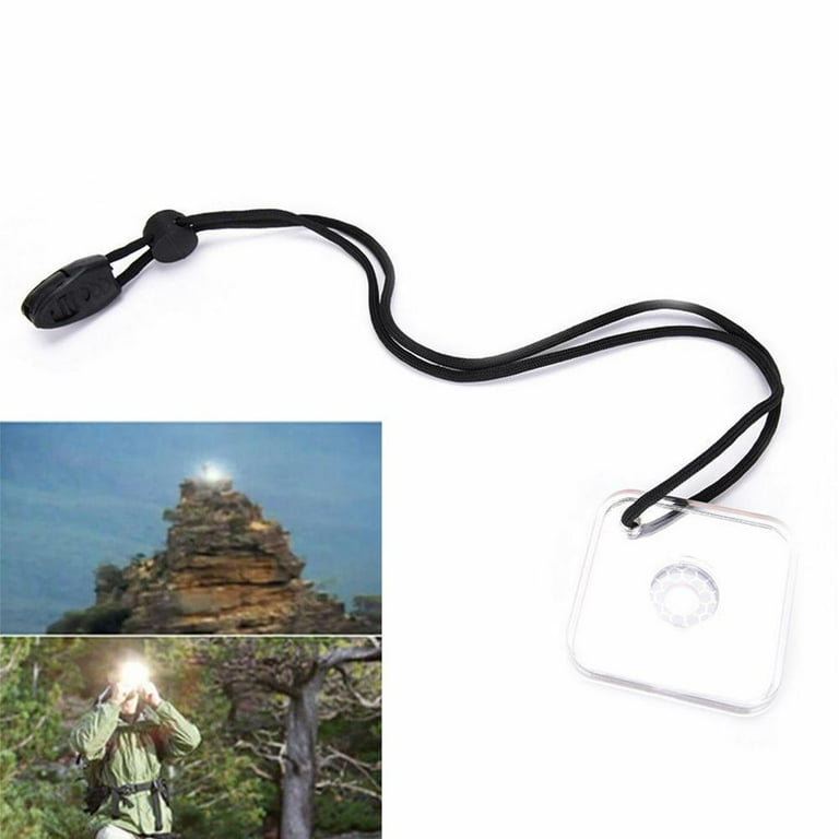 Outdoor Reflective Survival Signal Mirror With Whistle Long Distance Ask  Help SOS Practical Emergency Tool