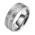thumbnail image 2 of Dome Tungsten Carbide Ring w Eternity Cubic Zirconia in Silver Gold or Black w Black CZ, 2 of 5