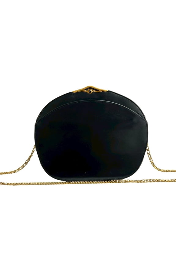 Pre-Owned CARTIER Sapphire Line Leather Chain Mini Shoulder Bag Pochette Navy 39262 (Good)