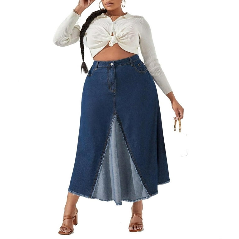 Plain A Line Skirt Dark Wash Plus Size Denim Skirts Walmart