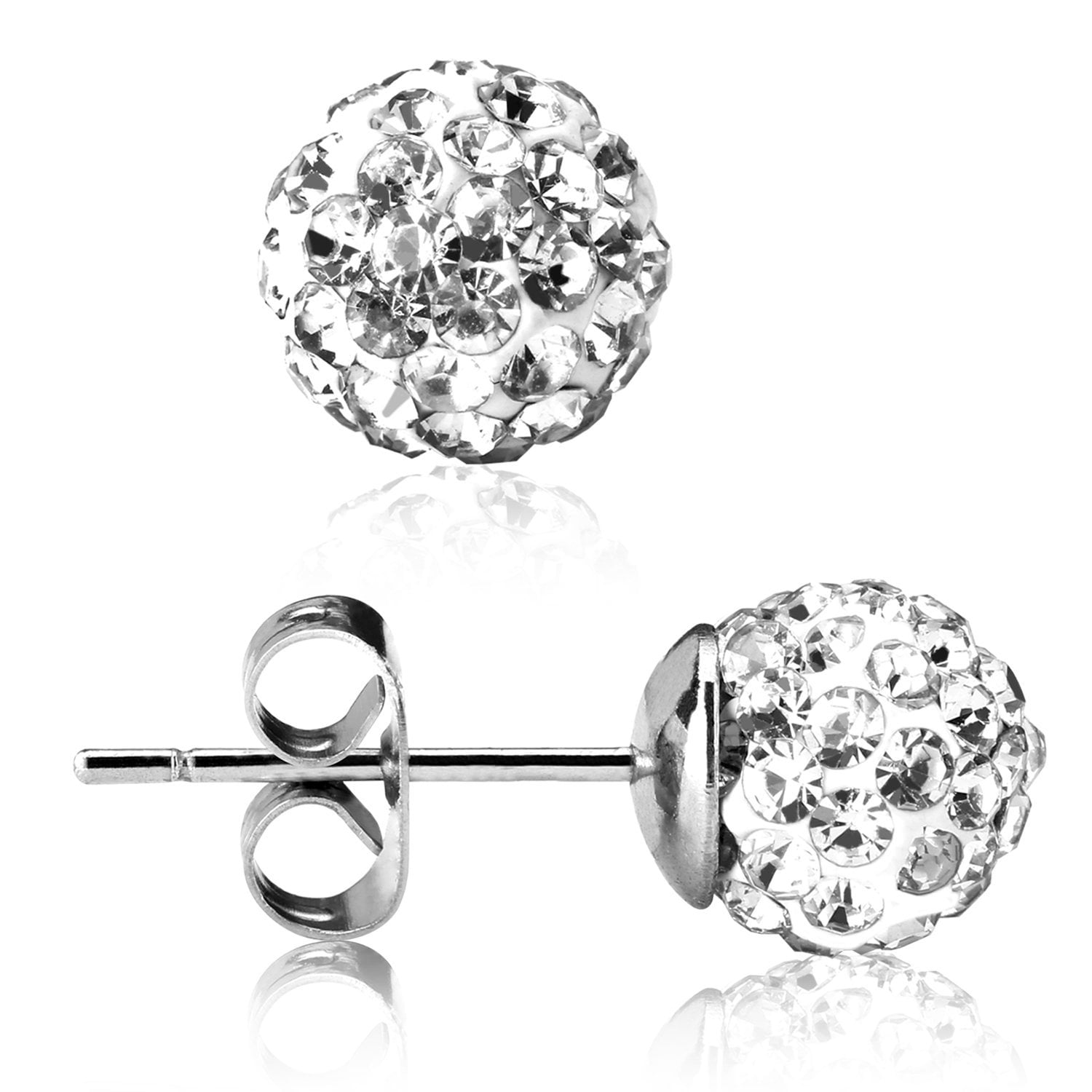 Stainless Steel Diamond Stud Earrings