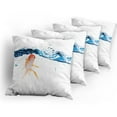 thumbnail image 5 of Ambesonne Fish Throw Pillow Cover 4 Pack, Goldfish Swimming in Water, 24", Blue Orange, 5 of 7