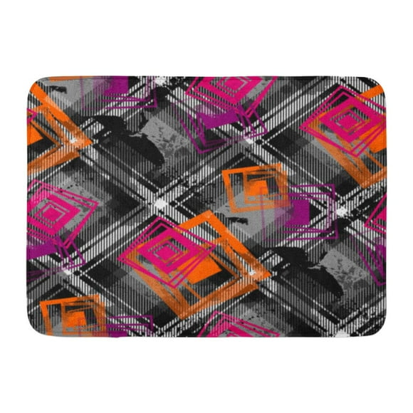 YUSDECOR Check British Tartan Design Creative with Stripes Shapes and Watercolor Effect and Concepts Celtic Rug Doormat Bath Mat 23.6x15.7 inch
