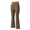 thumbnail image 3 of LIIPEE Girl Boy Uniform Flare Pants Solid Color Elastic Waist Wide Leg Trousers With Pockets Kids Casual Weekend Stretch Street Outdoor Hiking Pants,Brown,14-15 Years, 3 of 9