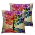 thumbnail image 2 of YANMS Tree Pillow Case, Colorful Tree Leaf Butterfly Cushion Cover Square Standard Home Decorative Throw Pillow for Men/Women Purple Green Blue,2 pcs White, 2 of 6