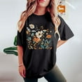 thumbnail image 4 of LEBONYARD Womens Summer Tops,Womens Tops Trendy ,Women's Fashion Summer Round Neck Drop Sleeves Leisure Short Sleeve Flower Printing Tops Black L, 4 of 7