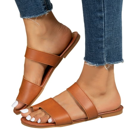 

ZHAGHMIN Sandals Women Summer New 2023 Korean Style Clip Toe Flip Flops Outdoor Fashion Flat Casual Non-Slip Sandals Female Beach Slides Brown7