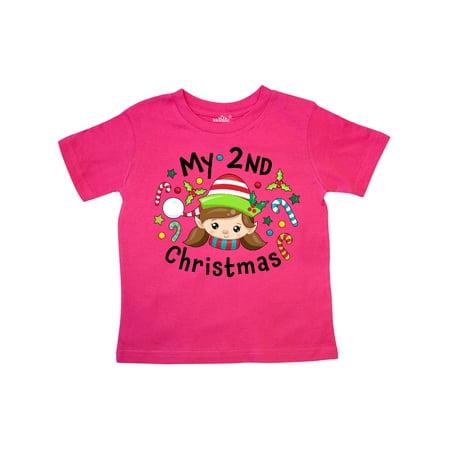 

Inktastic My 2nd Christmas Elf Girl with Candy Canes Gift Toddler Boy or Toddler Girl T-Shirt