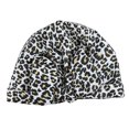 thumbnail image 1 of Gorro de ducha de lujo para mujer, gorro de ducha impermeable con talla única, funda para el pelo para ducha(Estampado de leopardo blanco)(1 pieza), 1 of 5