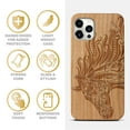 thumbnail image 4 of Case Yard Wooden Case Outside Soft TPU Silicone, Slim Fit Shockproof Wood Protective Phone Cover for Girls Boys Men and Women, Supports Wireless Charging Horse Head Design case for iPhone-12/12-Pro, 4 of 7