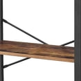 thumbnail image 3 of 4 Tier Wood and Metal Bookcase with Criss Cross Back, Rustic Brown and Black, 3 of 6