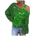 thumbnail image 2 of Femmes Tops Mode Femmes St.Patrick'S Day Sweatshirt Imprimé sur l'Épaule Chemise Graphique Manches Longues Pull Tops, 2 of 5