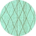 thumbnail image 1 of Ahgly Company Machine Washable Indoor Round Solid Turquoise Blue Modern Area Rugs, 6' Round, 1 of 4
