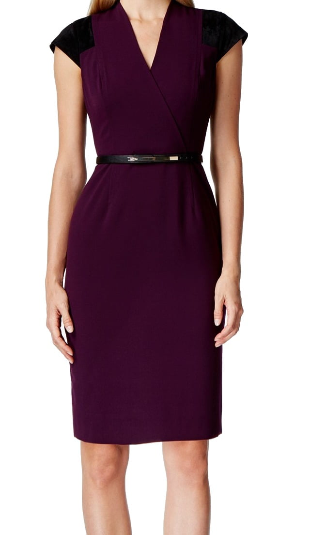 Calvin Klein - Calvin Klein NEW Purple Womens Size 4 Surplice Belted