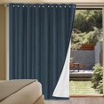 thumbnail image 1 of Cortinas opacas de lino de 84 pulgadas de largo, 100 % absolutamente opacas, con aislamiento térmico, con textura de lino, cortinas con ojales antioxidantes, ahorro de energía con forro blanco, 2 paneles, azul marino natural, 100 pulgadas de ancho x 96 pulgadas de largo, 1 of 5