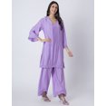 thumbnail image 3 of Moomaya Solid Women's Kurta With Palazzo, Long Sleeve, Relaxed fit Women Indian Wear, 3 of 9