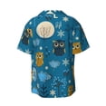 thumbnail image 2 of Xecao offers the Cute Colorful Owls And Trees for Men's Casual Short-sleeved Shirt, a button-up collared shirt with a pocket, perfect for beach vacations and yacht travel in the 4X-Large size., 2 of 7