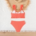 thumbnail image 4 of Zshosam Girls Swim Suits Girls' 2 Piece Floral Print Knot Front Ruched Triangle Bikini Swimsuit Size 7T 8T,(Orange 7-8 Years), 4 of 7