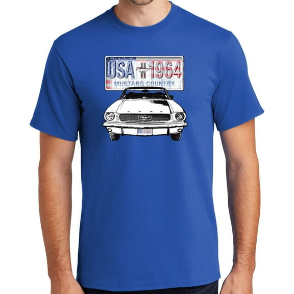 Buy Cool Shirts '64 Ford Mustang Country Cotton T-shirt, Large Royal Blue - Tall