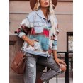 thumbnail image 4 of HSHDLDF Women's Aztec Denim Jacket Distressed Lapel Long Sleeve Vintage Button Down Denim Jacket Shacket, 4 of 5