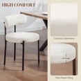 thumbnail image 4 of Boucle Dining Chairs Set of 4, Mid Century Modern Dining Room Chairs with Barrel Backrest, Upholstered White Kitchen Chairs for Dining Room, Restaurant, 4 of 6