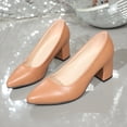 thumbnail image 5 of Womens Pointed Toe Pumps Casual Chunky Low Block Heels Shoes Trendy Slip on Office Work Business Dress Shoes Pink Size 9, 5 of 7