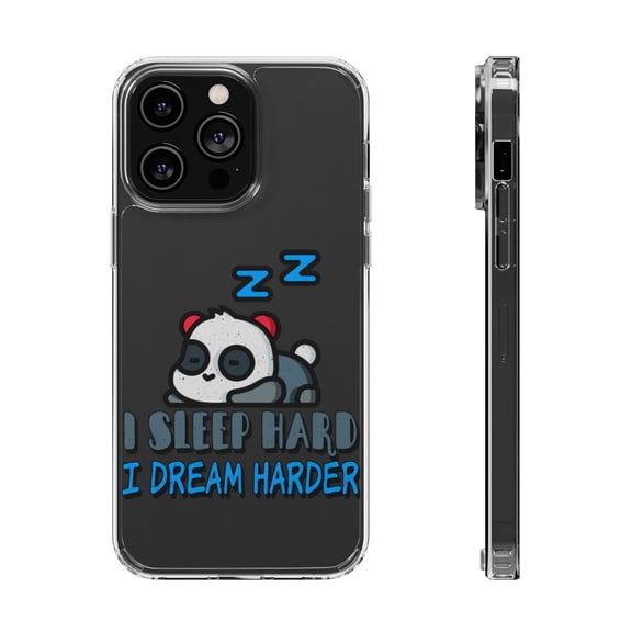 DistinctInk Clear Case for Apple iPhone 15 PRO (6.1" Screen) - Sleep Hard Dream Harder