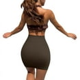 thumbnail image 3 of Women's High Waist Pencil Skirt ,Basic Stretchy Ribbed Casual Bodycon Wrap Skirt Brown US 6, 3 of 5