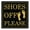 Black / Gold, variant on SHOES OFF PLEASE Square Wall Door Sign - Blue (Small)