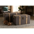 thumbnail image 6 of Baxton Studio Stephen Modern and Contemporary Transitional Dark Brown Fabric Upholstered and Oak Brown Finished 2-Piece Storage Trunk Set, 6 of 6