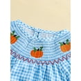 thumbnail image 5 of Newborn Baby Girl Halloween Smocked Pumpkin Outfit 3 6 12 18 Months 2T 3T Plaid Bubble Romper Embroidery Thanksgiving Fall Clothes, 5 of 8