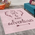 thumbnail image 2 of Adventure Decorative Rug, Calligraphic Words Antlers and Arrow on Grunge Dotted Backdrop, Quality Carpet for Bedroom Dorm and Living Room, 6 Sizes, Dark Fuchsia, by Ambesonne, 2 of 4
