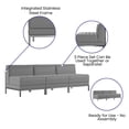 thumbnail image 3 of Flash Furniture HERCULES Imagination Series 3 Piece Gray LeatherSoft Waiting Room Lounge Set with Ganging Clips - Reception Bench with Ganging Clips, 3 of 9