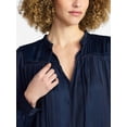thumbnail image 5 of Time and Tru Women's Soft Ruched Yoke Blouse with Long Sleeves, Sizes XS-XXXL, 5 of 6